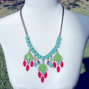 J Crew Necklace with Faux colored Gemstones
